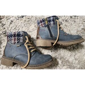 Spring Step Khazera Lace-up Boots Women's Bootie Shoes, Blue, Water Resistant 37